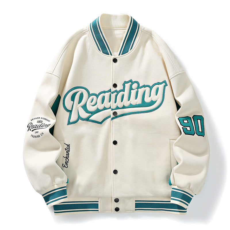 Men's Fashion Retro Alphabet Embroidered Baseball Uniform Coat