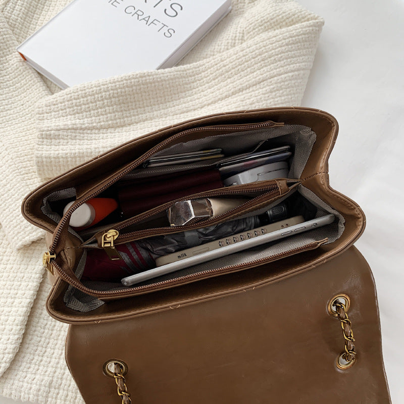 Winter Rhombus Personalized Stitching Shoulder Bag