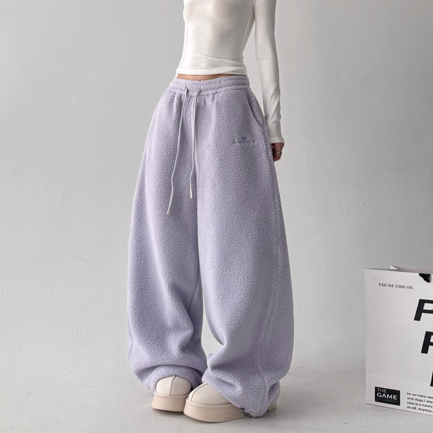 Womens Casual Loose-fitting Warm Extended-length Pants