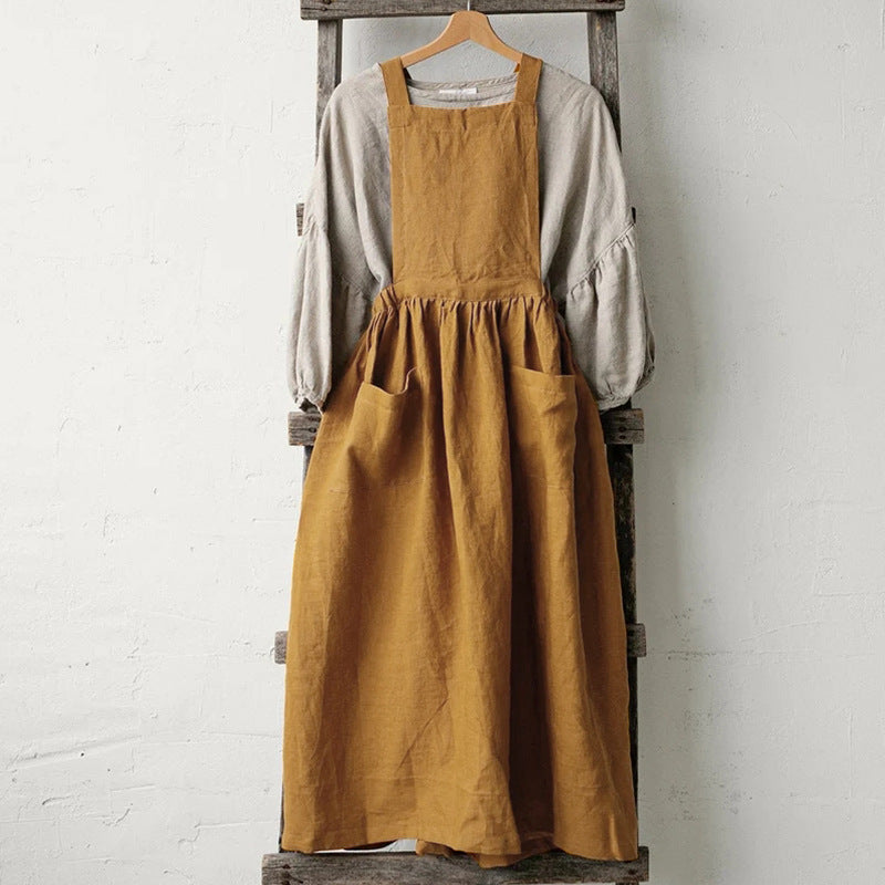 Women's Summer Niche Design Double Pocket French Linen Halter Skirt