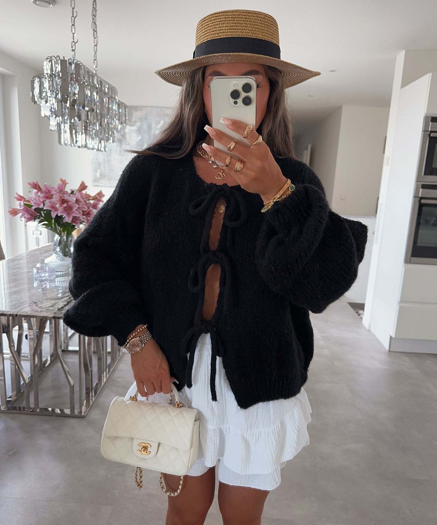 Loose Cardigan Sweater Women's Three-quarter Sleeve Coat