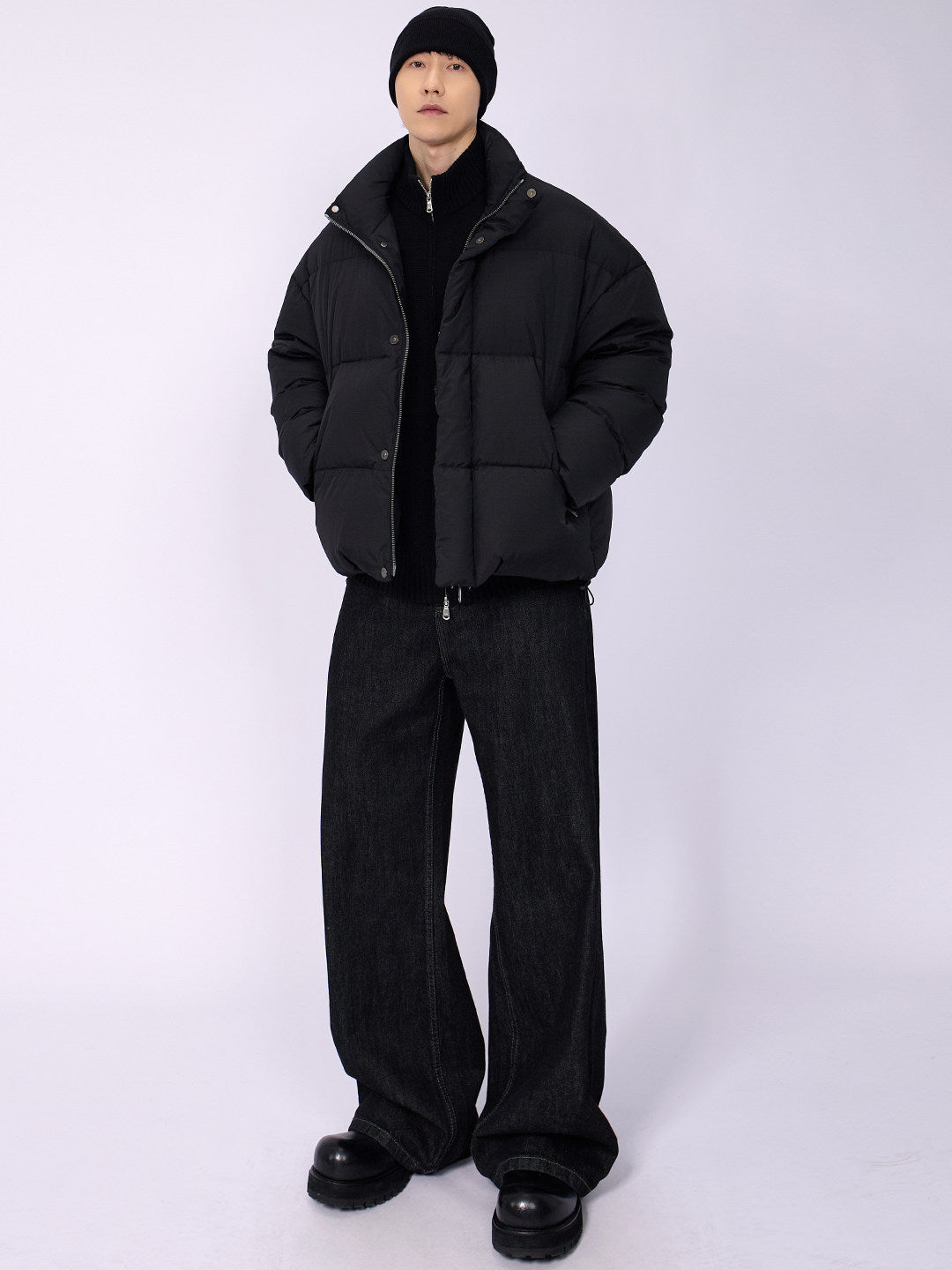 Mens Solid-Color Loose-Fit American-Style Designer Jacket