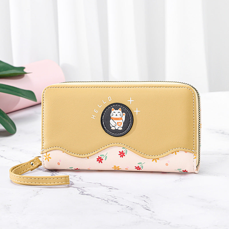 Women's Fashion Color Blocking Multi-card Zipper Handbag