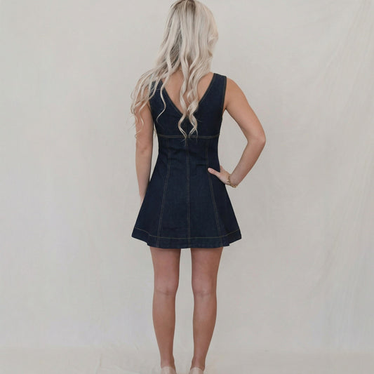 Sleeveless Denim Dress Women's Summer VNeck