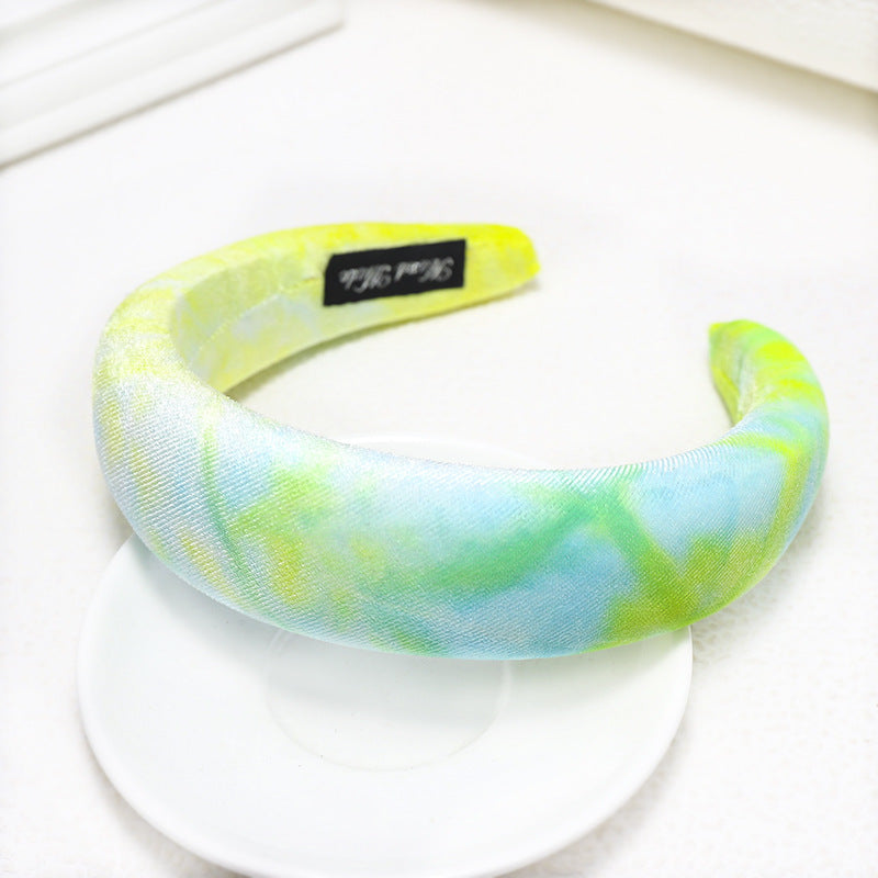 Tie-dyed velvet sponge headband