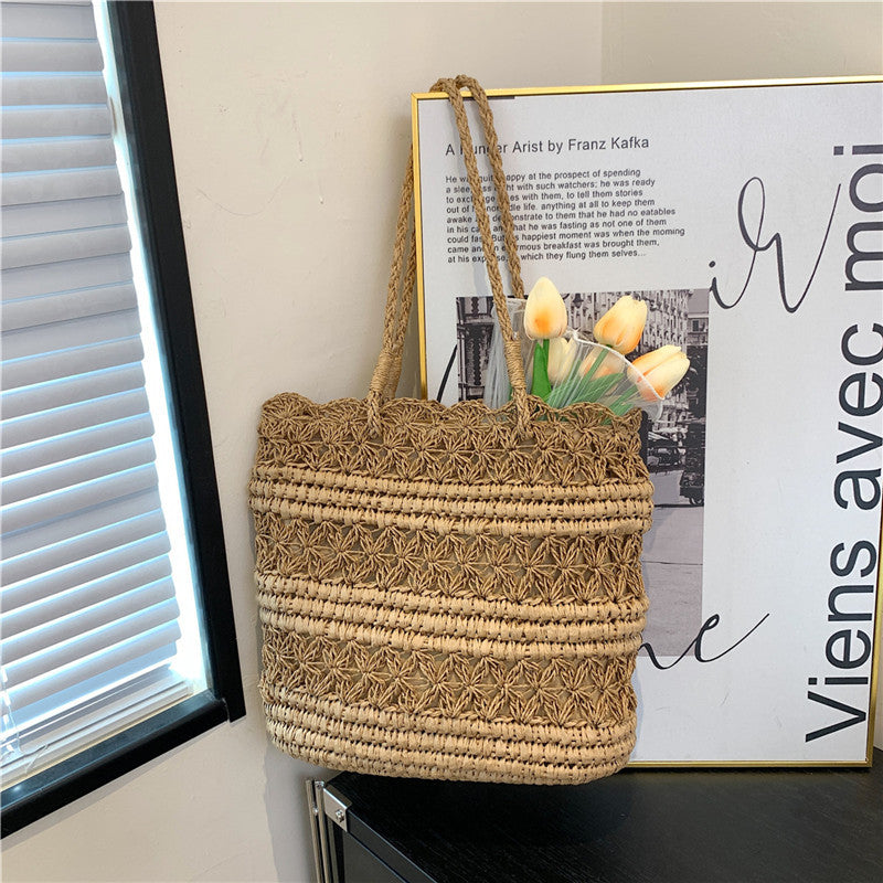 French Vintage Weave Hollow Shoulder Bag