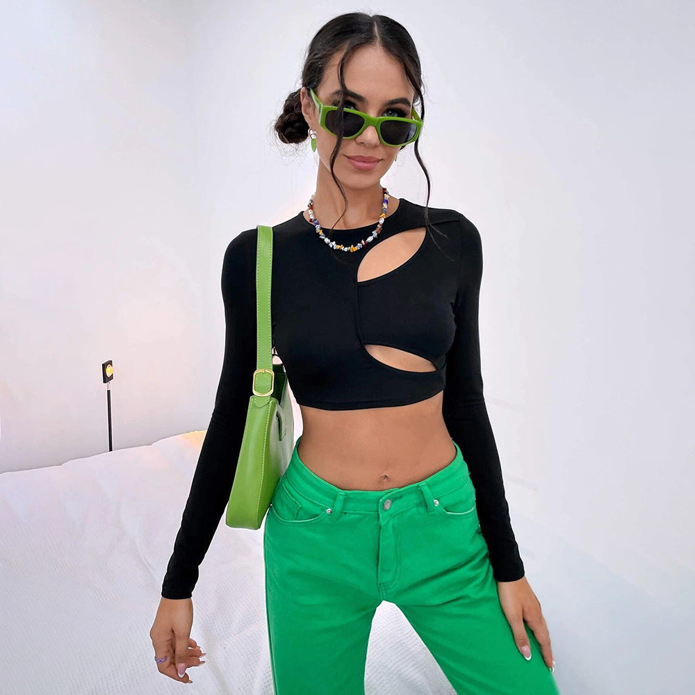 Women's Casual Hollow-out Slim-fit Long-sleeved Top