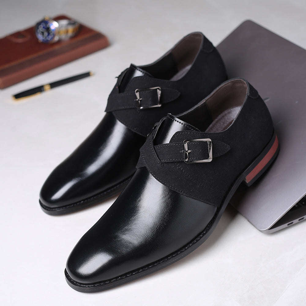 Fashion Business Large Size Color Matching Men's Leather Shoes