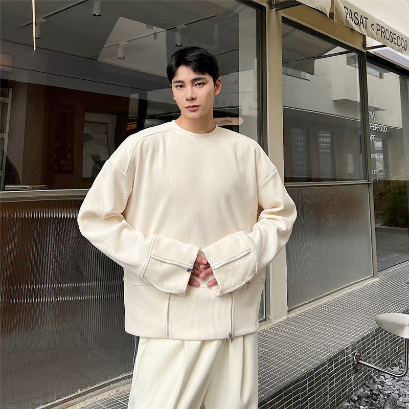 Men's Long Sleeved Round Neck Pullover Top Bottoming Shirt