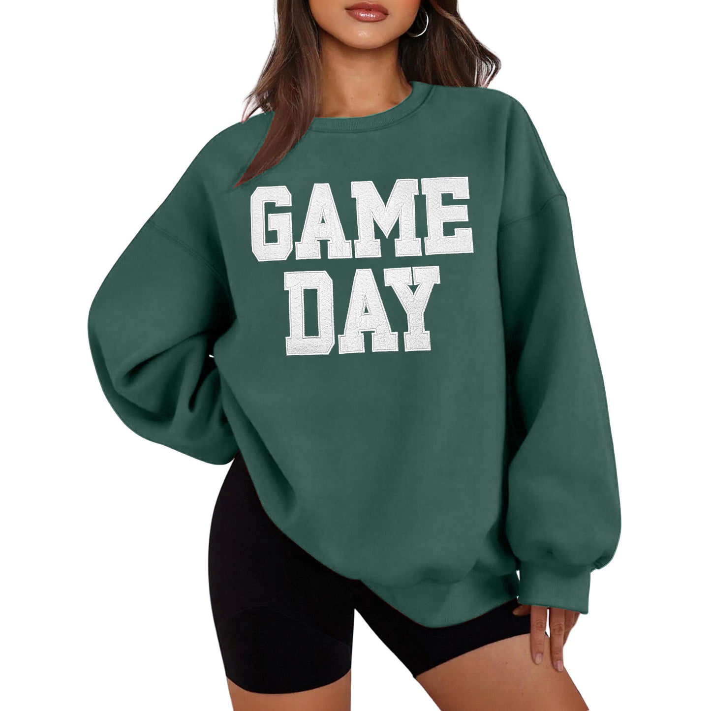 Afslappet løstsiddende sweatshirt med rund hals og bogstavprint