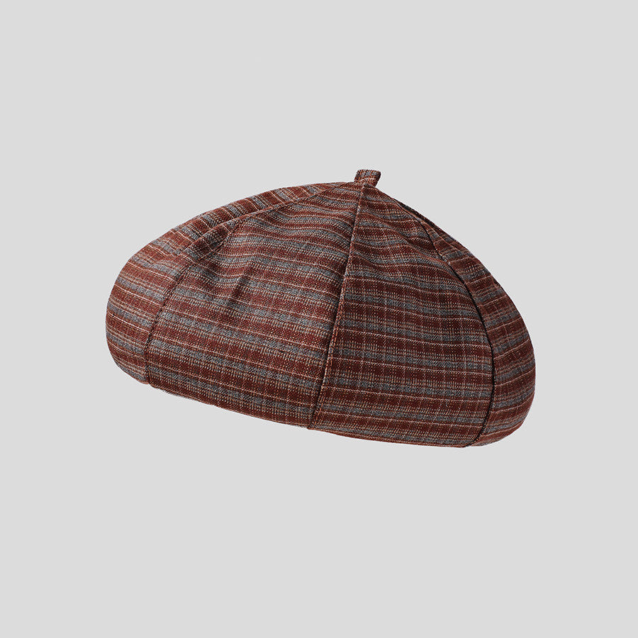 Vintage Plaid Octagonal Hat Student Leisure