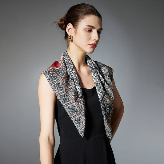 Thin Headcloth Duplex Printing Silk Scarf Square Scarf