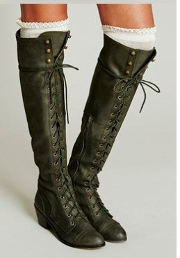 New Womens Over-the-knee Boots With A Round-toe Design
