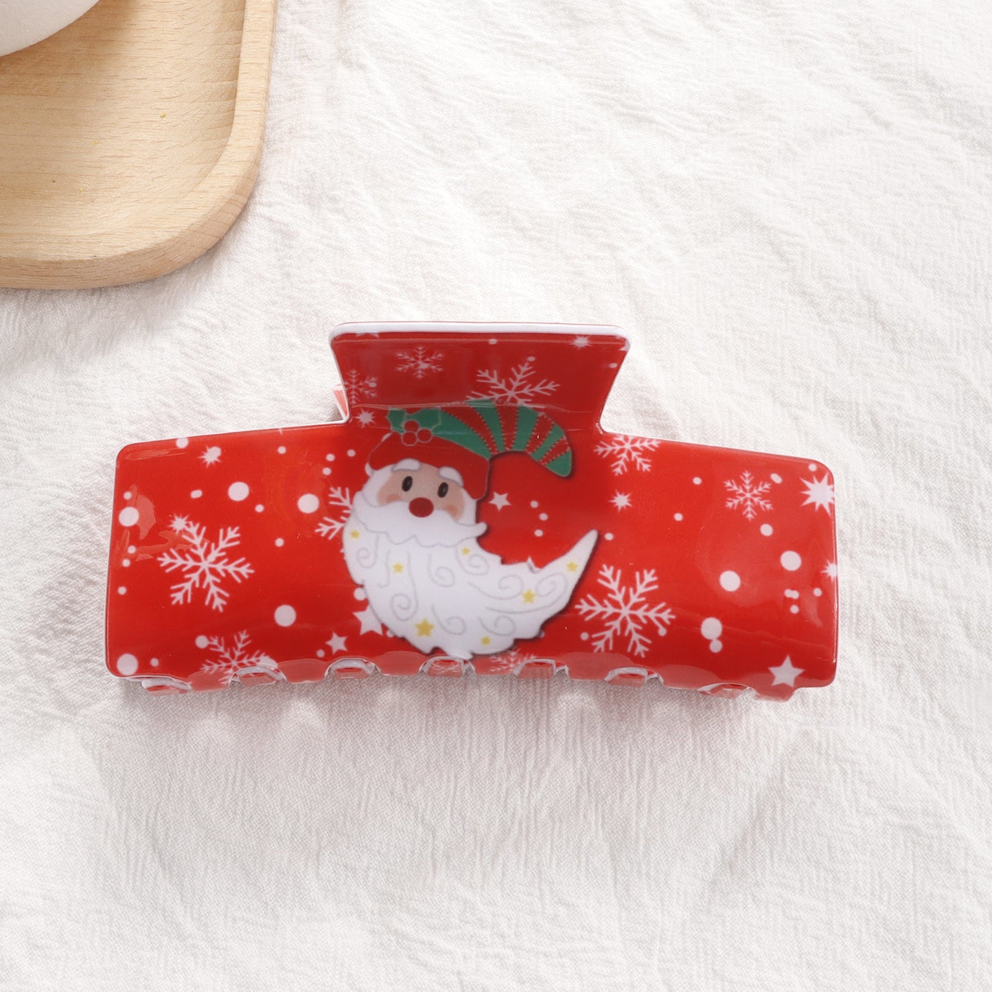 Christmas Snowflake And Santa Claus Pattern Shark Clip For The Back Of The Head