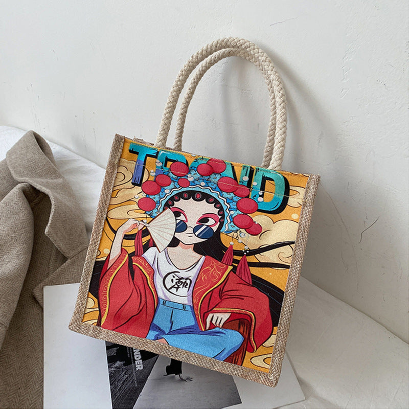 Literary Chinese style wild graffiti girl handbag