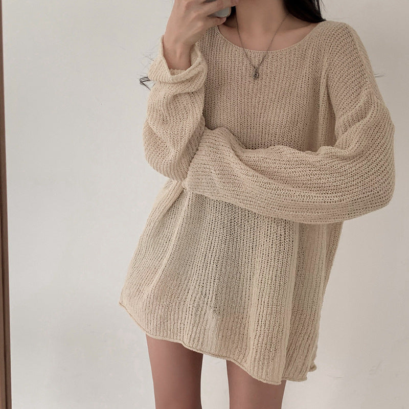 Solid Color Loose And Idle Sun Protection Long Sleeve Blouse Casual