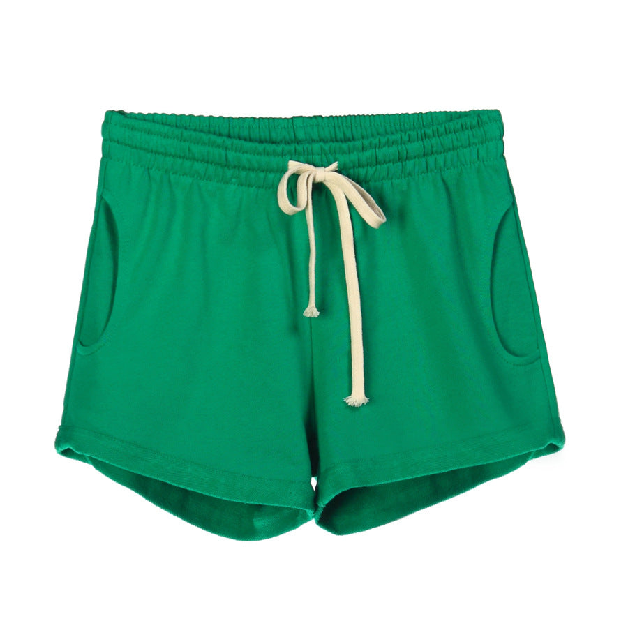Women's curled sports yoga cotton cuffed shorts