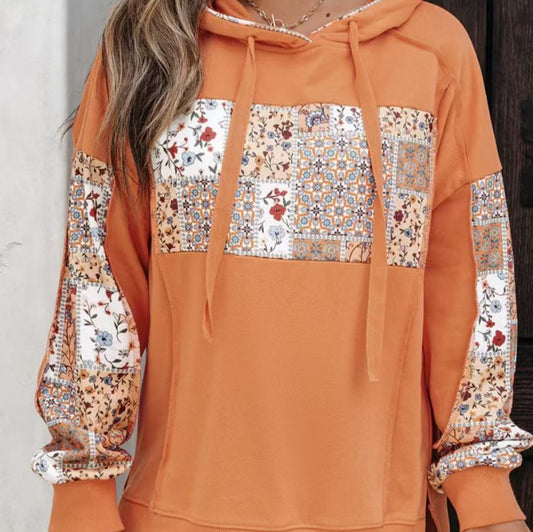 Pullover-hættetrøje med snøre, top, afslappet, printet, løs sweatshirt