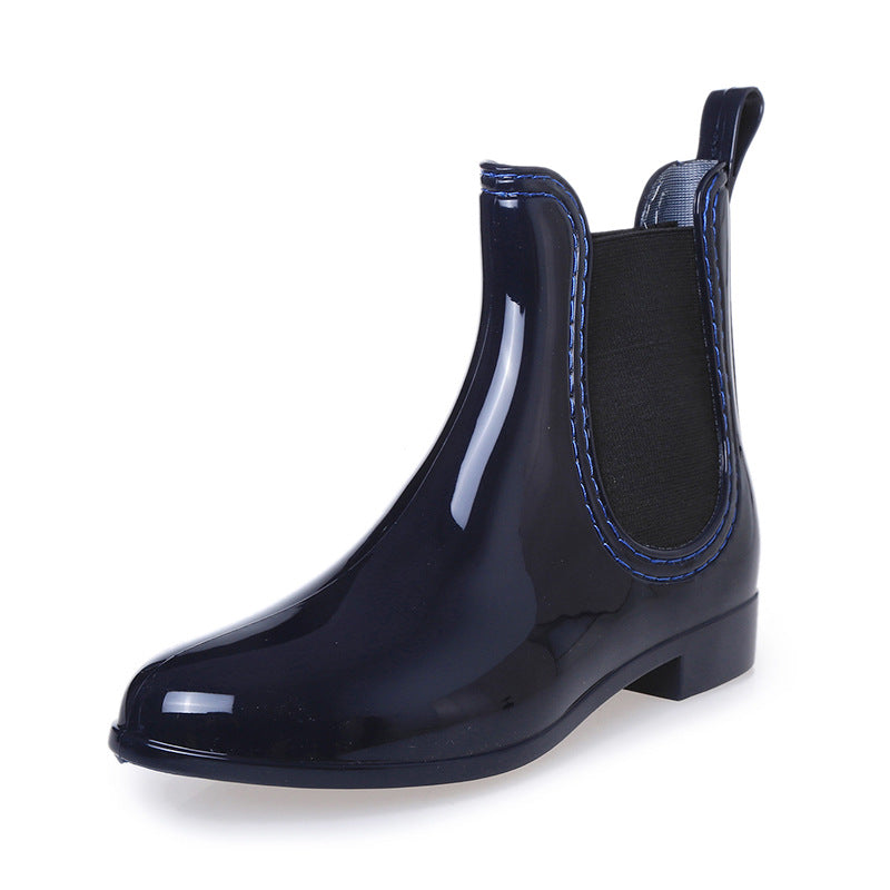 Fashion Solid Color Elastic Decoration Girl Low-top Rain Boots
