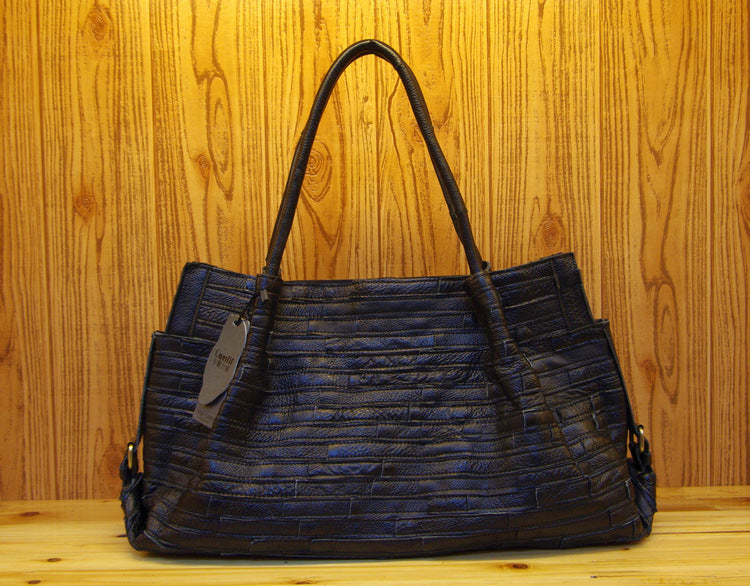 Striped stitching bag shoulder bag