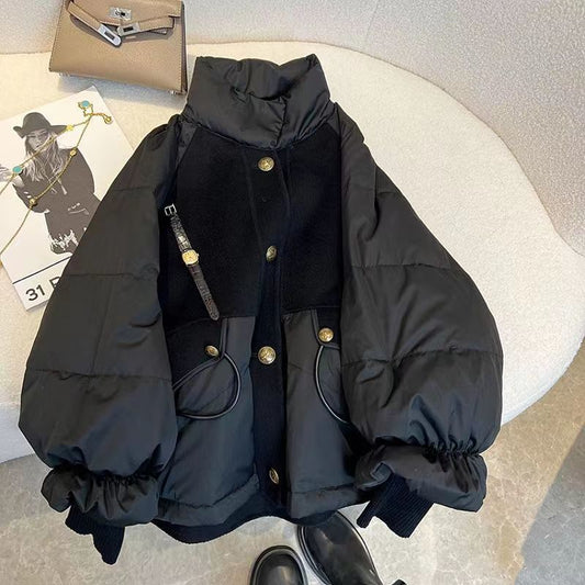 Plus Size Down Cotton-padded Coat Women's Thickened Splicing Coat