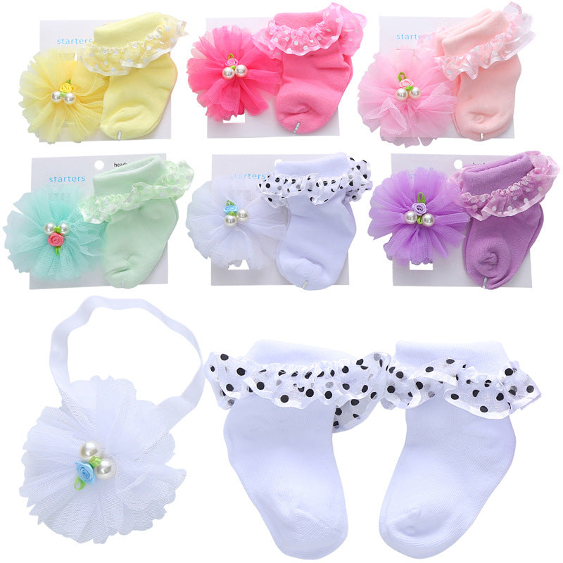 Cute Princess Lace Baby Socks Headband Set