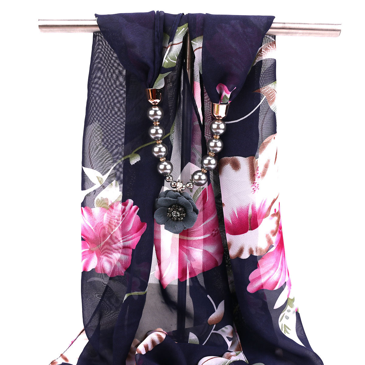 Pearl chiffon jewelry necklace scarf