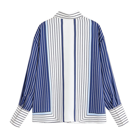 Patchwork Stripes Shirt Casual Pants