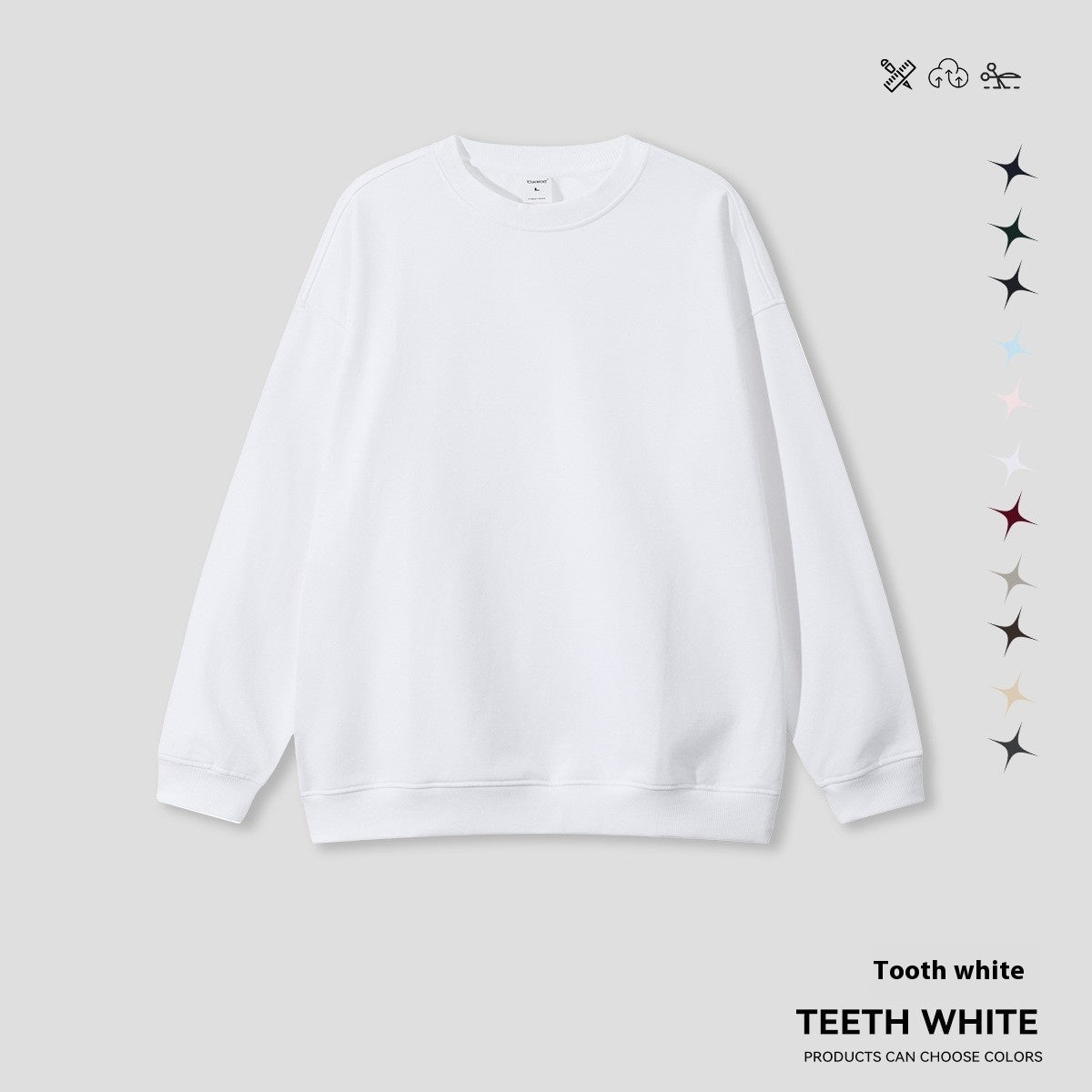 Round Neck Solid Color Hoodie Street Fashion Loose
