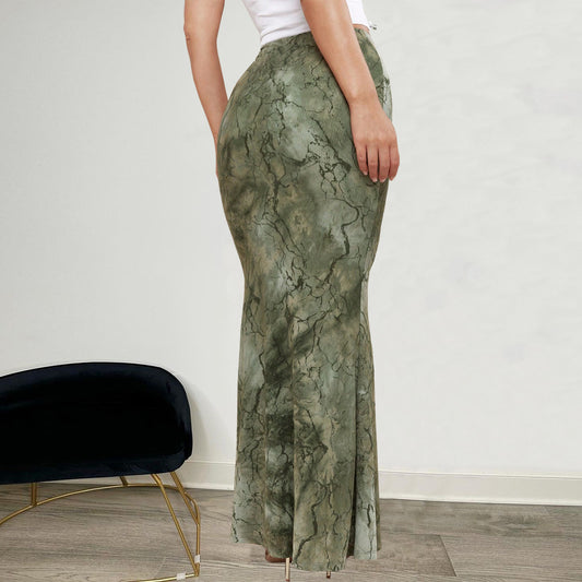 Body-hugging Printed Low-waist European And American Fishtail Skirt For Women
