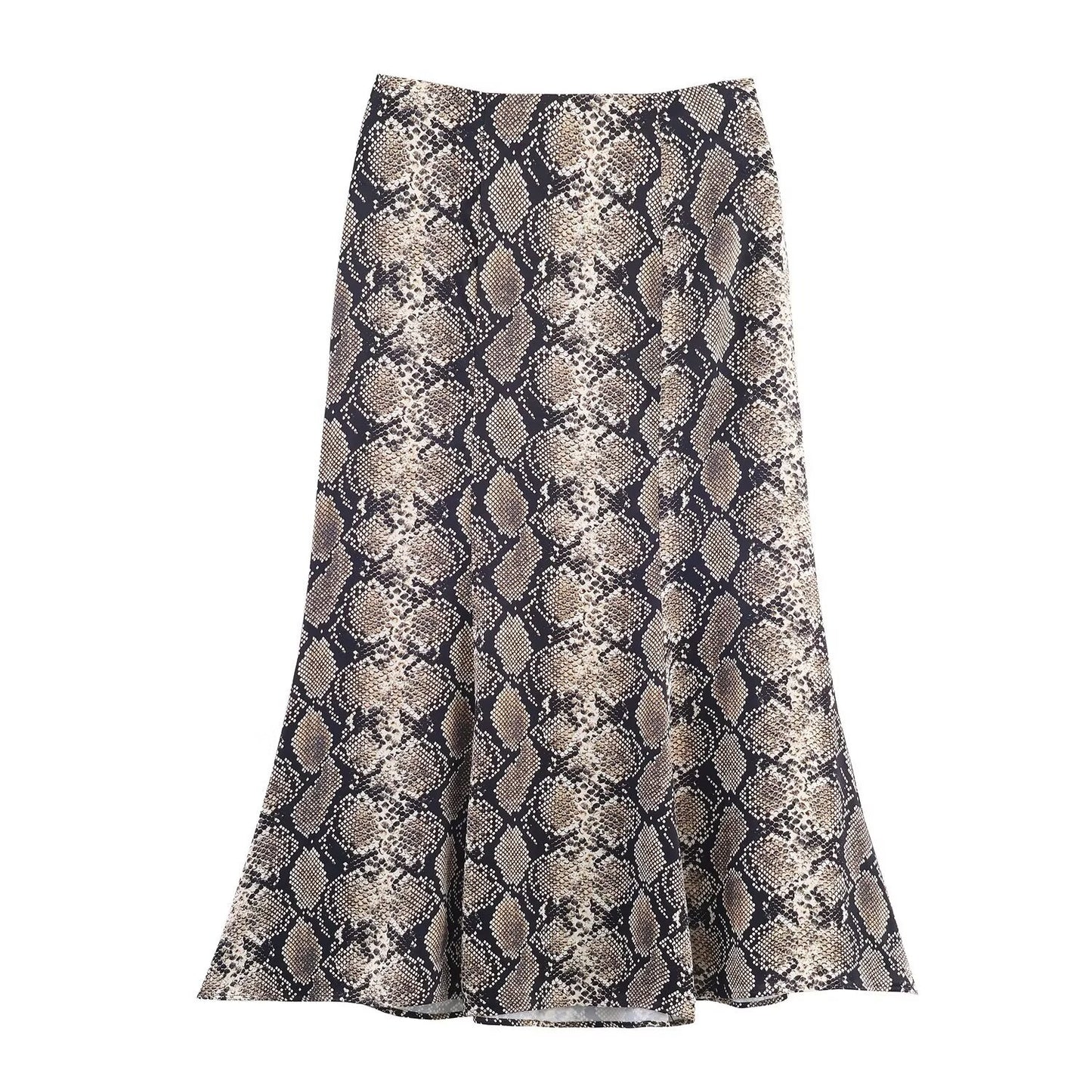 Animal Print Silk Texture MIDI Skirt
