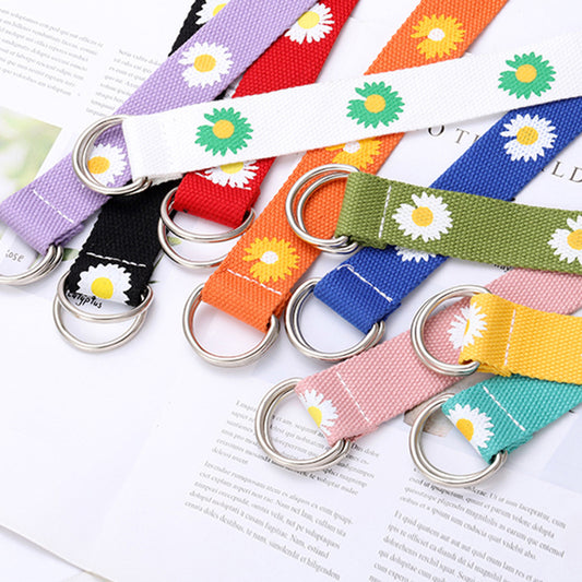 Woven Canvas Ladies Casual Decoration Small Daisy Belt