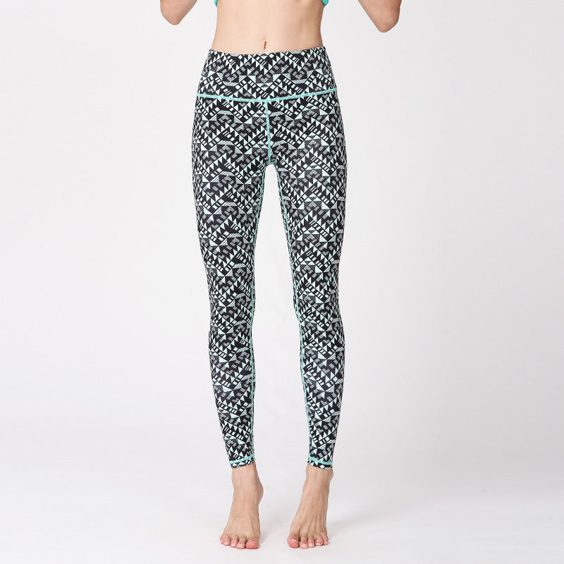High-waist geometric digital print yoga pants
