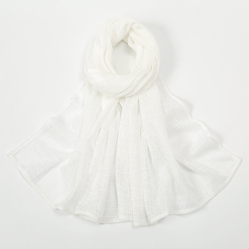 Plaid Jacquard Polyester Scarf Women