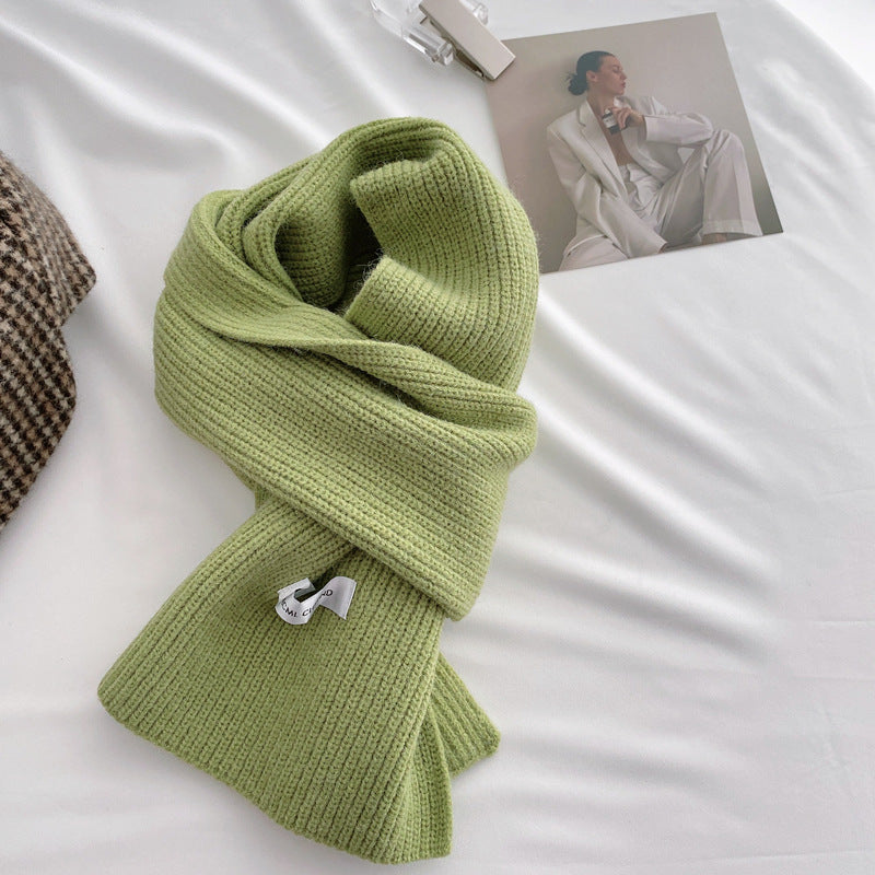 Women's Monochrome Thick Wool Knitted Scarf