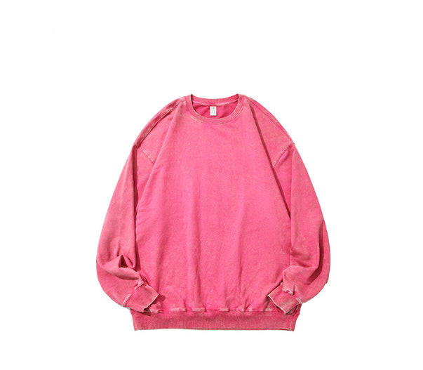 Sweater i vasket bomuld med rund hals og lange ærmer