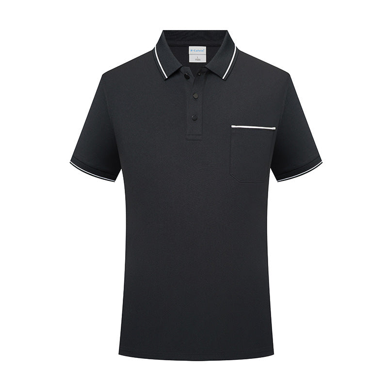 Lapel Short Sleeve Polo Shirt Fashion Workwear With Pocket