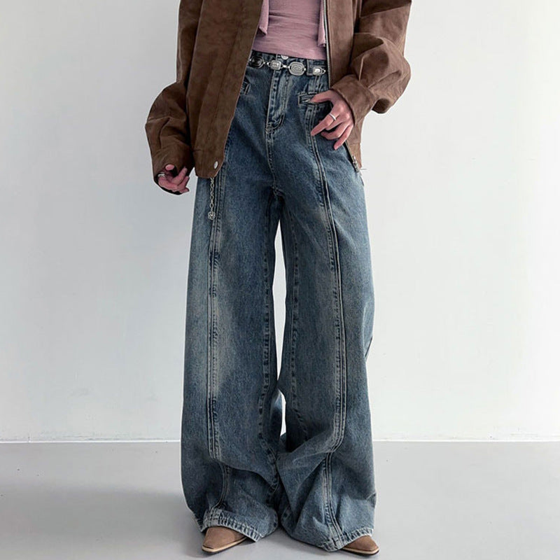 Amerikansk Stil Trend Street Shooting Kvindetøj Slidte Jeans