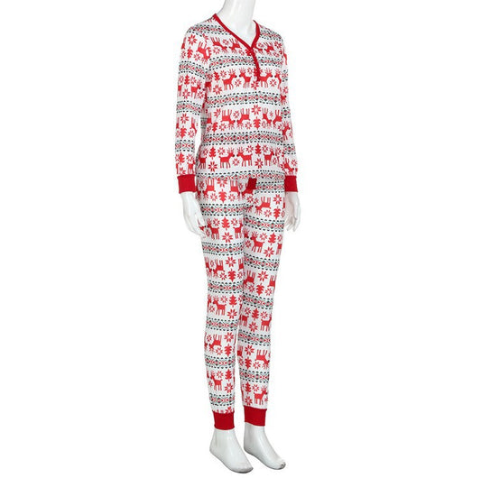 Printed Long-sleeved Christmas Parent-child Suit