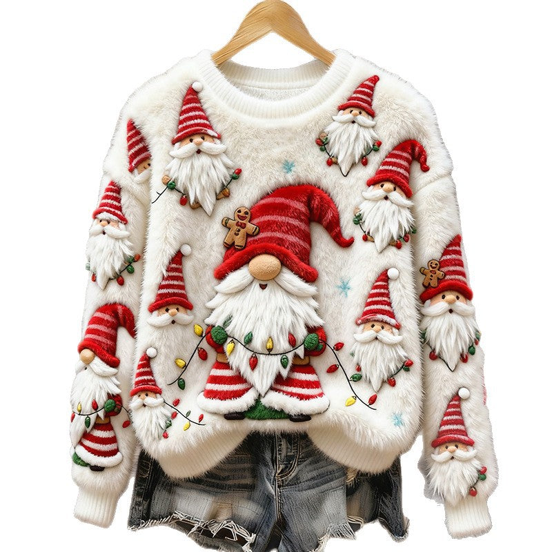 Womens Printed Christmas Flannel Hoodie Top