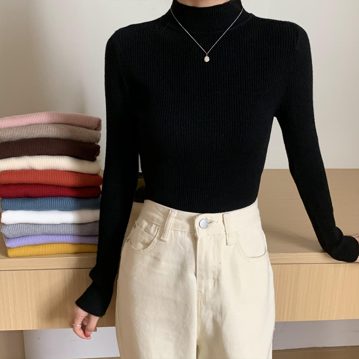 Autumn And Winter Versatile Student Slim-fit Turtleneck Women's Sweater