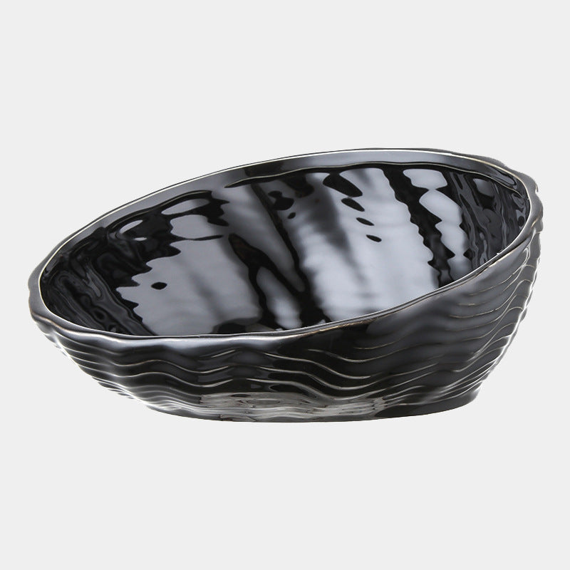 Ceramic neck cat bowl with oblique mouth