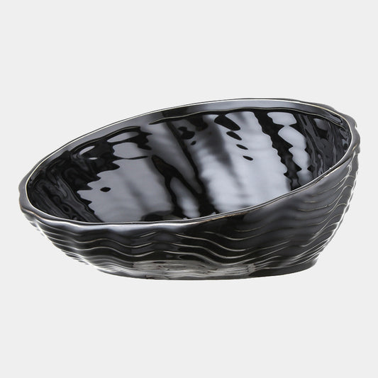 Ceramic neck cat bowl with oblique mouth