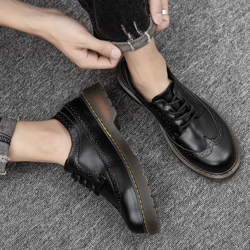 Men's Low-Top Platform Retro Leather Shoes