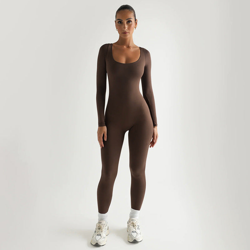 Soft High Elastic Long Sleeve Tights U-collar