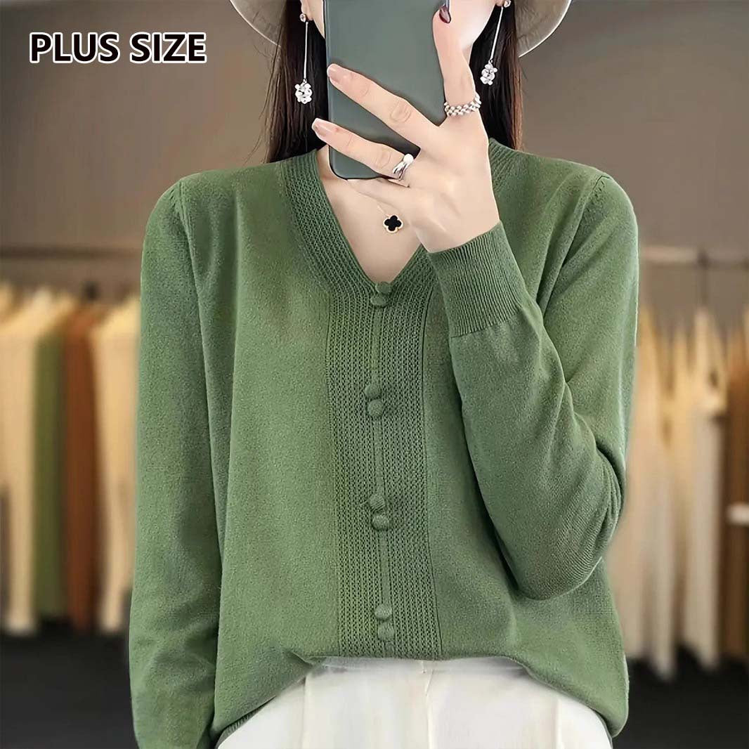 V-neck Casual Versatile Women's Plus Size Sweater