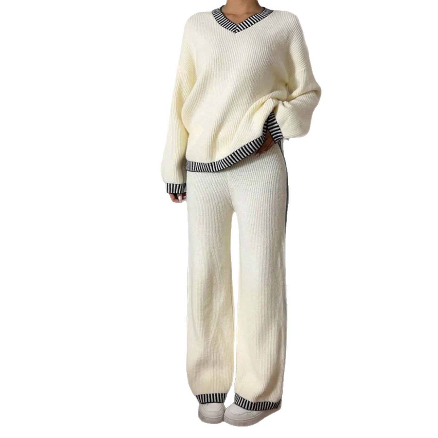 New Korean-style Jacquard Crew-neck Long-sleeve Set