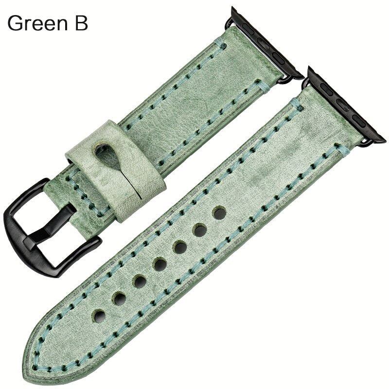 Watch strap with leather