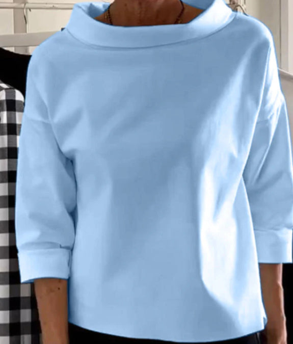 Fleece Shirt Women's Cotton Polyester Long Sleeve Half Turtleneck Women's Sweater