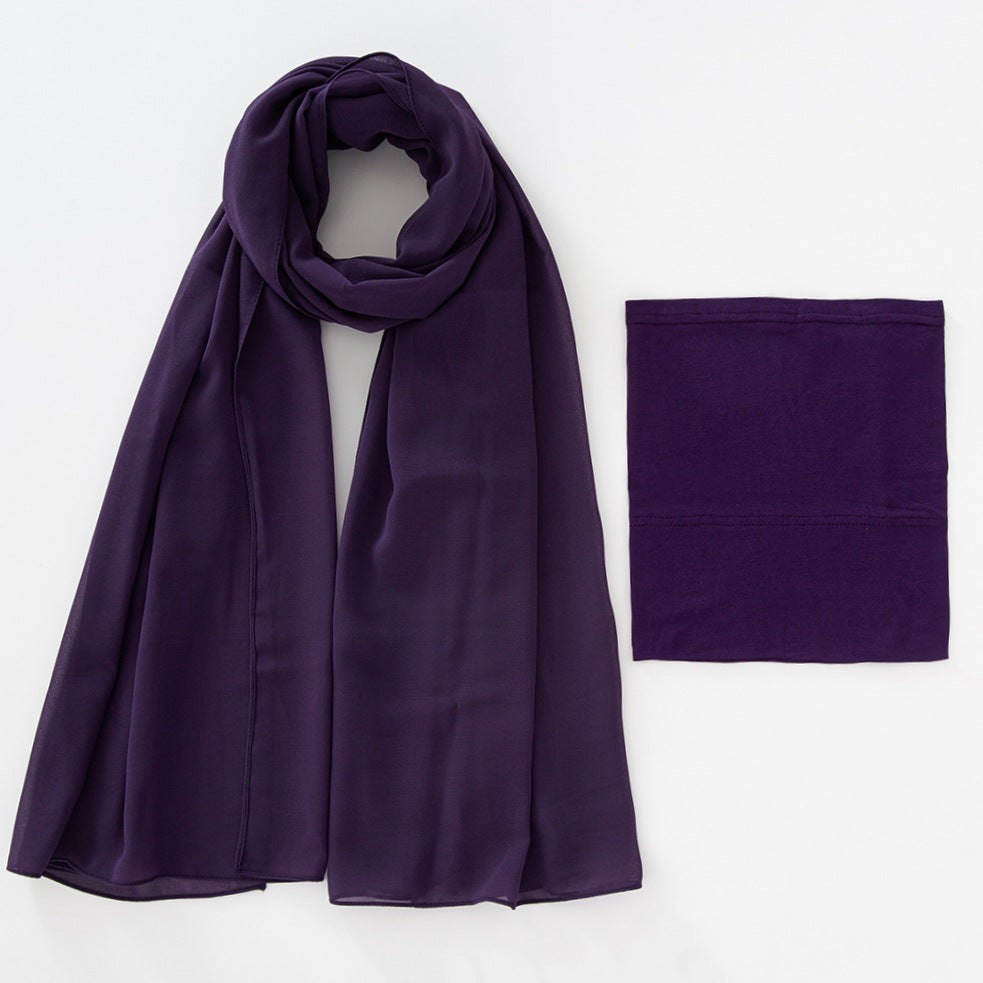 Modal Breathable Elastic Bucket Hat With Pearl Chiffon Scarf Headcloth
